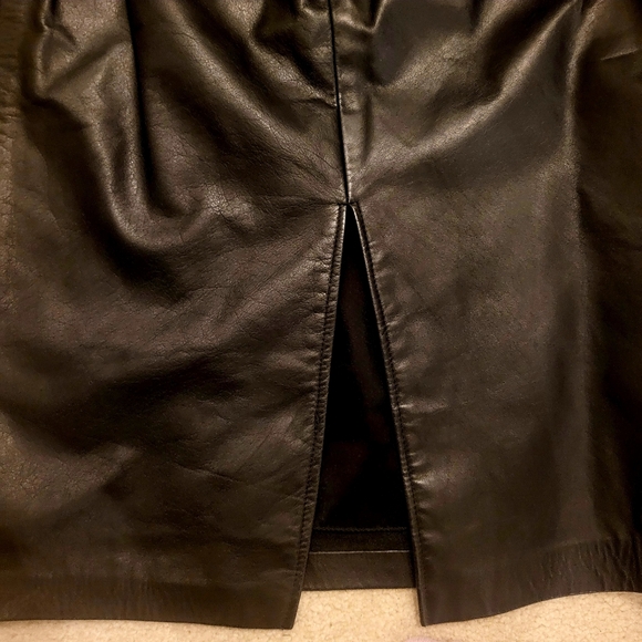 Vintage Northside Leather Pencil Skirt Front Slit Size 9 Made In USA - Picture 4 of 7